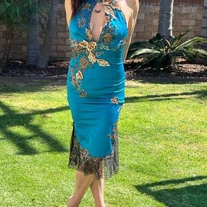 Mandalay Julian Joyce  NOS Cocktail dress . Beads, lace , appliqués NOS size 4